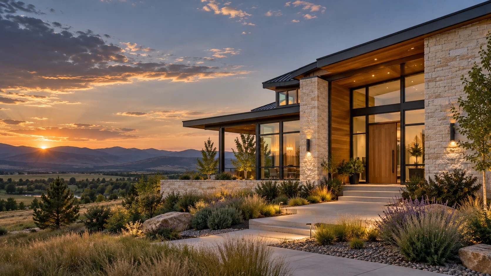 Illustrative Colorado architecture and foothills